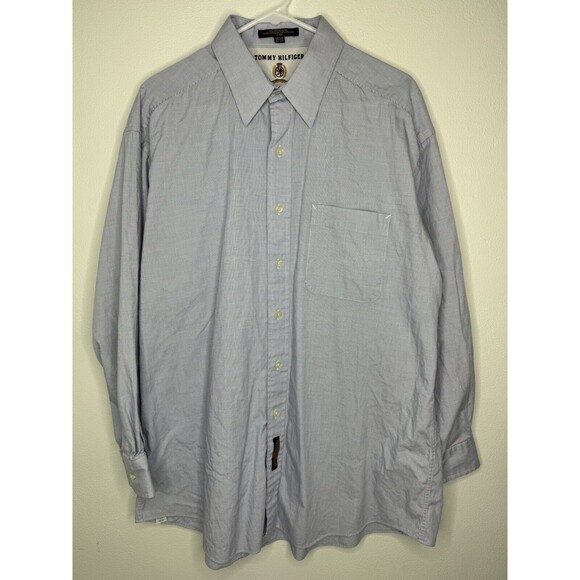 Tommy Hilfiger Other - Vintage Tommy Hilfiger Blue White Button Long Sleeve Dress Shirt Mens 16.5/32-33